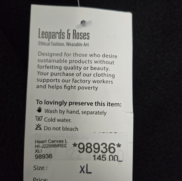 Women's Coat, Leopards and Roses XL, red and black - Picture 2 of 3